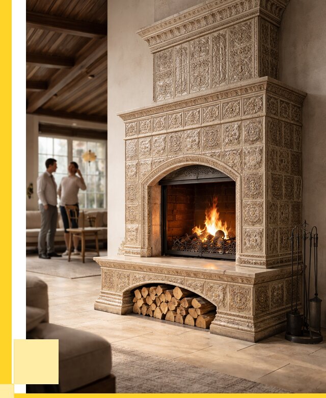 Купить изразцовый камин в Павловском Посаде от 254050 р. | ЭриданПвл