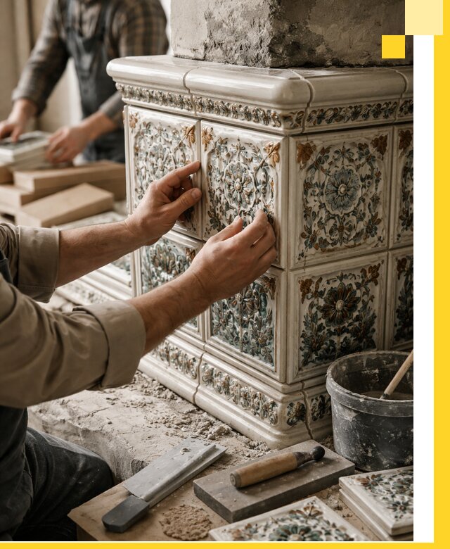 Изразцовые камины под ключ в Павловском Посаде: проект и монтаж