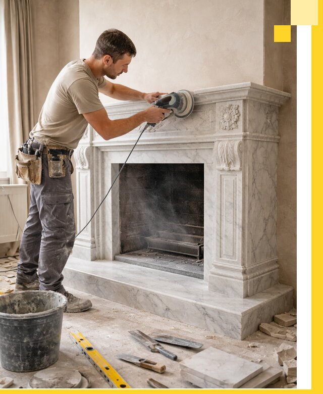 Изготовление и установка мраморных каминов в Павловском Посаде под ключ