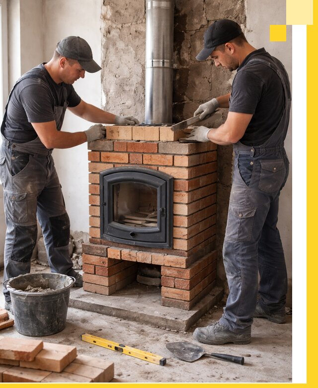 Монтаж печи камина под ключ в Павловском Посаде с гарантией и пусконаладкой