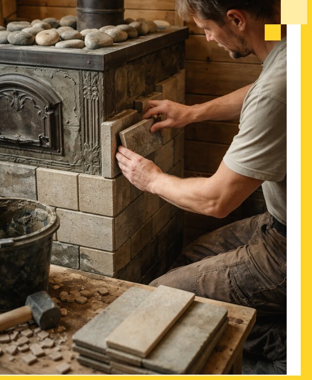 Облицовка банных печей в Павловском Посаде профессиональная отделка