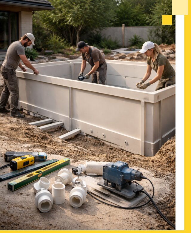 Установка полипропиленовых бассейнов под ключ в Павловском Посаде