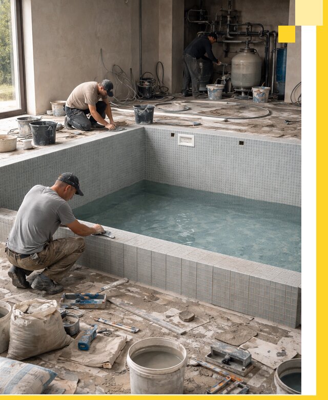 Строительство и монтаж бассейнов в помещении в Павловском Посаде