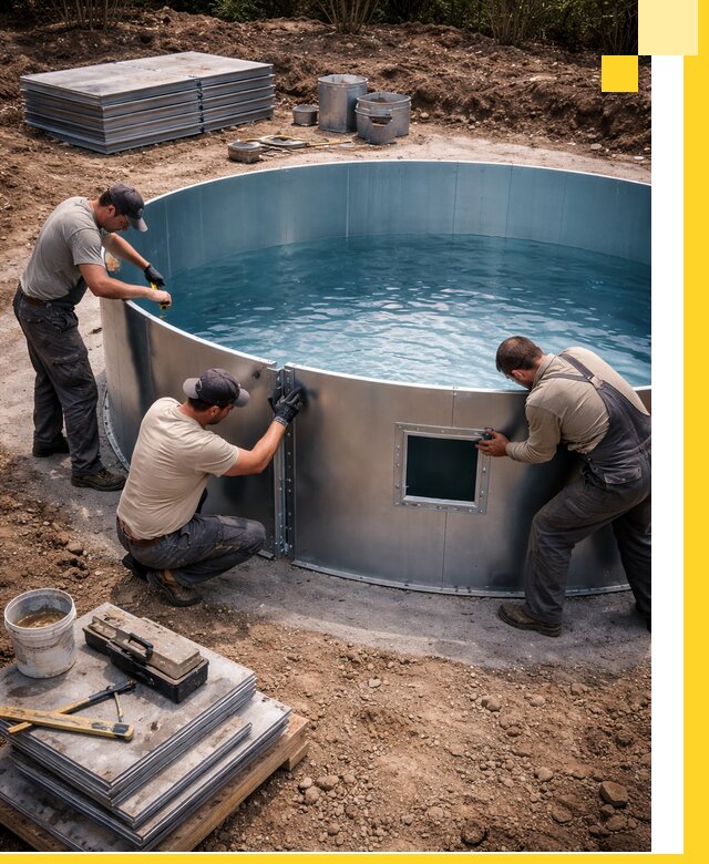 Круглые бассейны под ключ в Павловском Посаде проектирование и монтаж