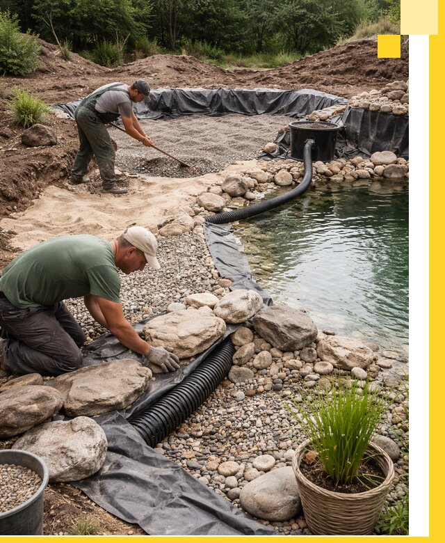 Строительство природных бассейнов и озер в Павловском Посаде под ключ