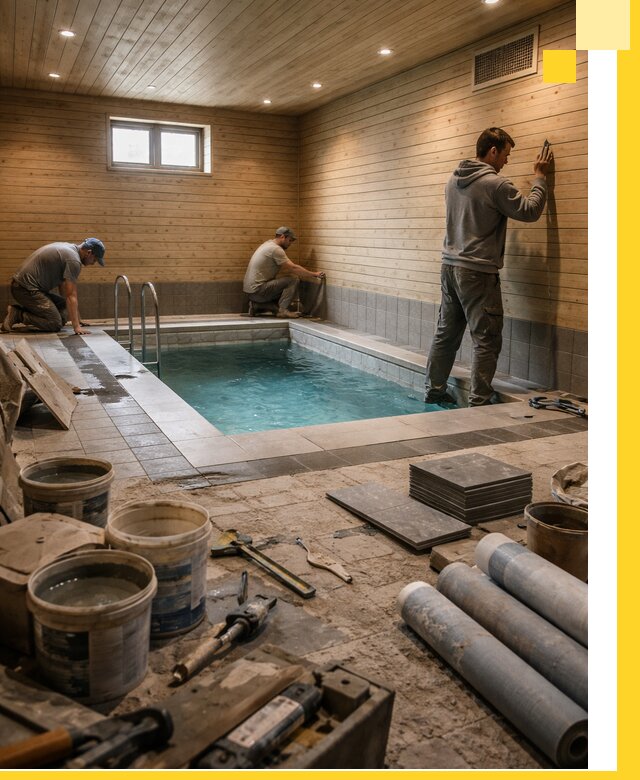 Строительство бани с бассейном и сауной под ключ в Павловском Посаде