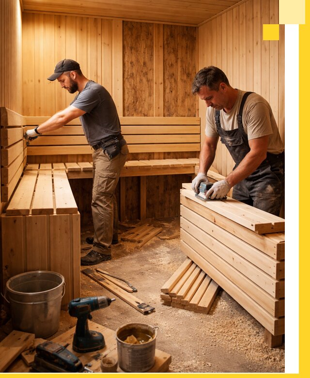Профессиональный комплексный ремонт саун под ключ в Павловском Посаде