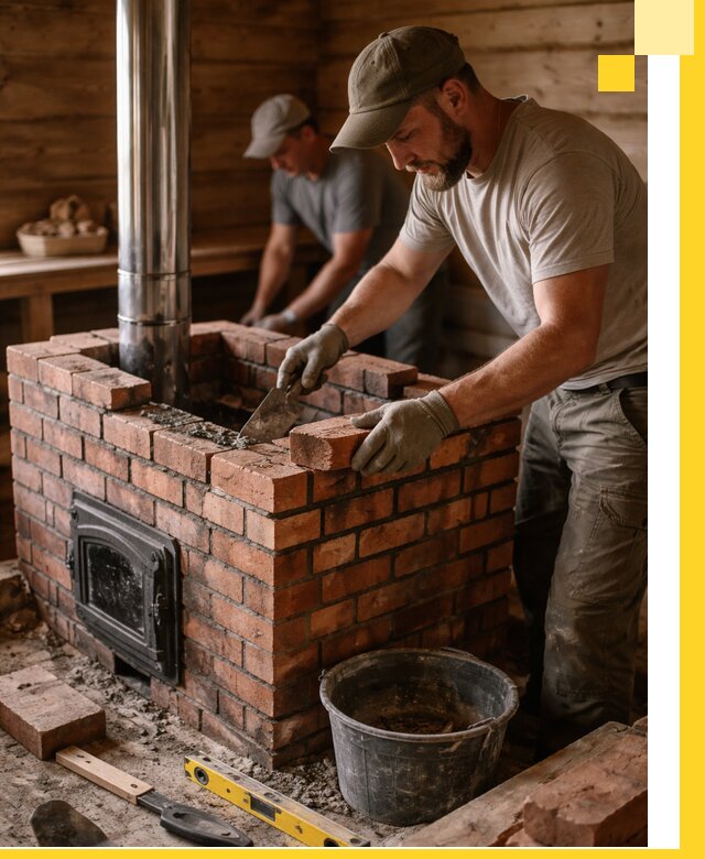 Кирпичные печи для бани под ключ в Павловском Посаде, проект и монтаж