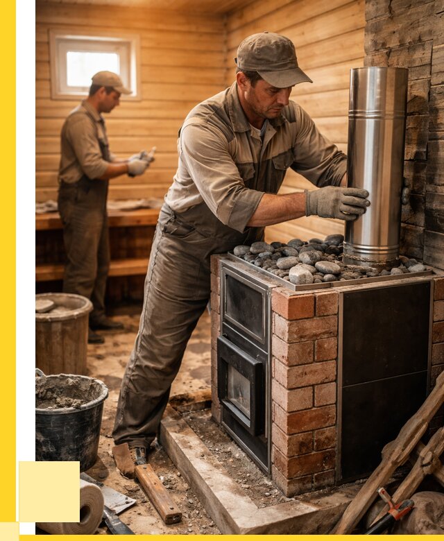 Монтаж печи в бане под ключ в Павловском Посаде от 20324 р. | ЭриданПвл