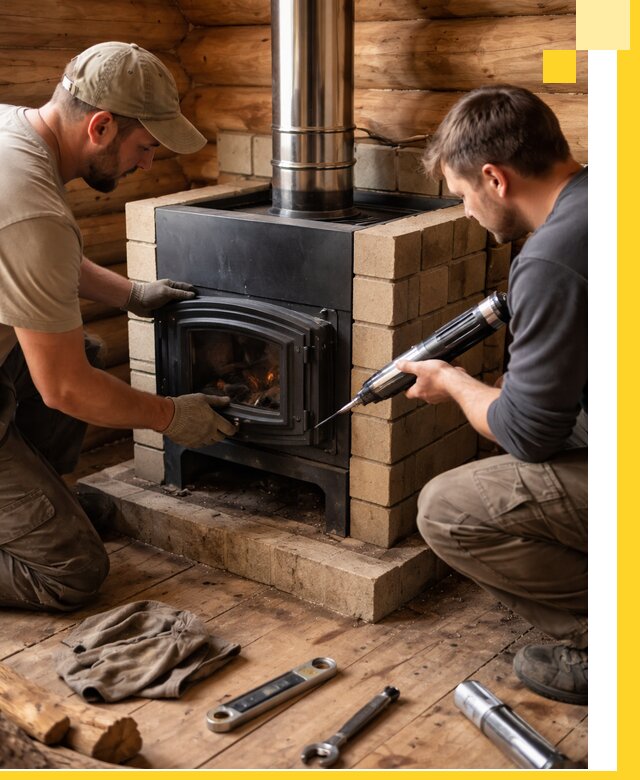 Монтаж и установка печи в бане под ключ с гарантией в Павловском Посаде