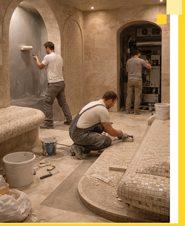 Строительство бани с хамамом и бассейном под ключ в Павловском Посаде