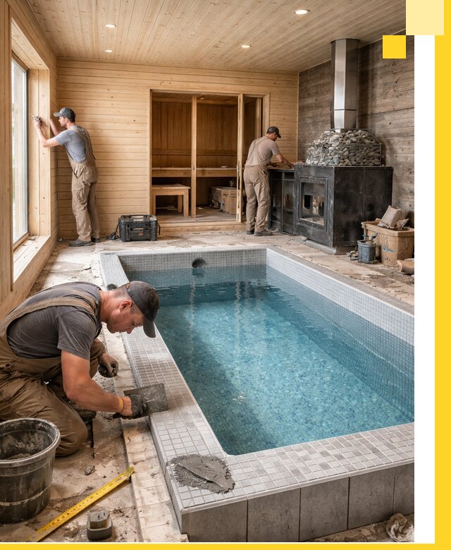 Проект бани с бассейном и сауной в Павловском Посаде под ключ