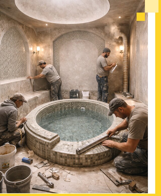 Профессиональное строительство хамама с бассейном в Павловском Посаде под ключ