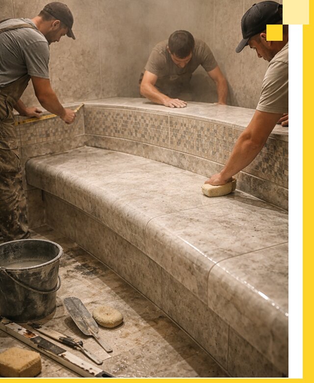 Изготовление и установка сидений для хамама в Павловском Посаде