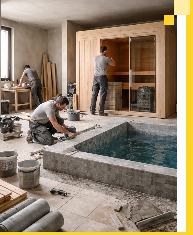 SPA зоны под ключ с бассейном сауной и печью в Павловском Посаде